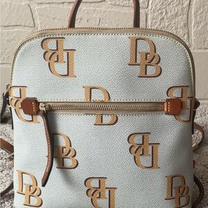 Dooney & Bourke Green and Tan Logo Backpack
